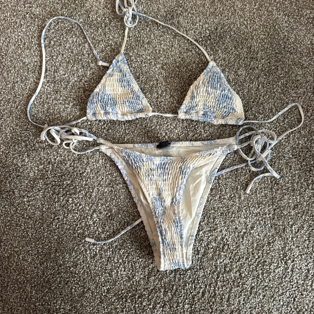 Triangl Swimwear Blue and White Bikini
